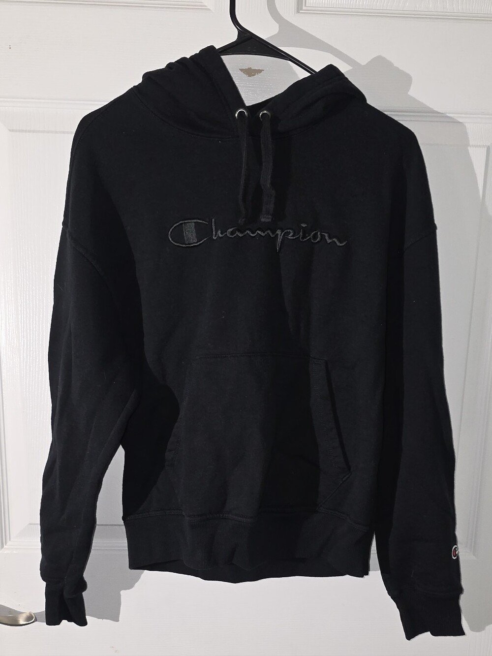 Mem's Champion Black Pullover Hoodie with Embroidered Logo